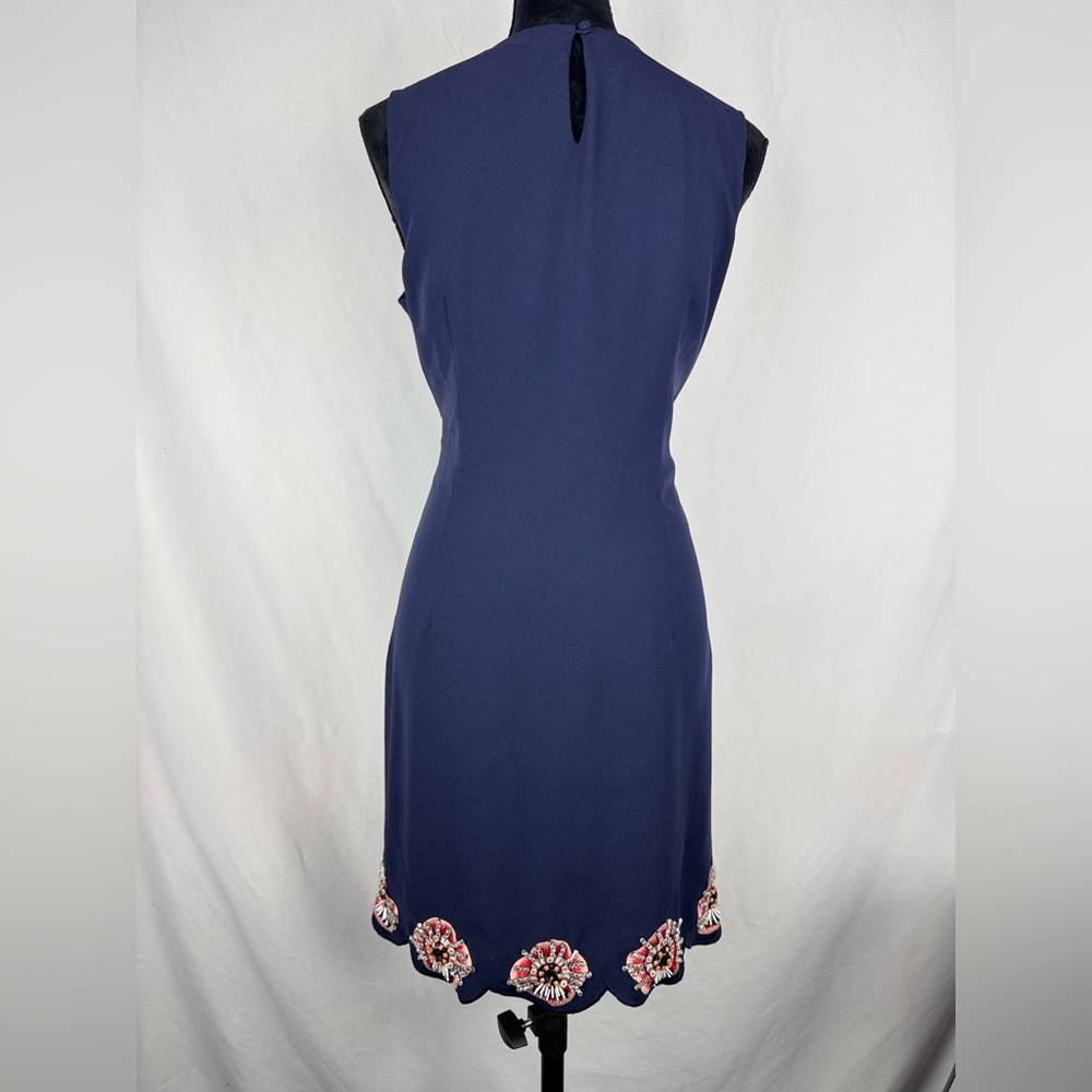 Banana Republic Navy Floral Embellished/Beaded Sleeveless Dress - Picture 4 of 12